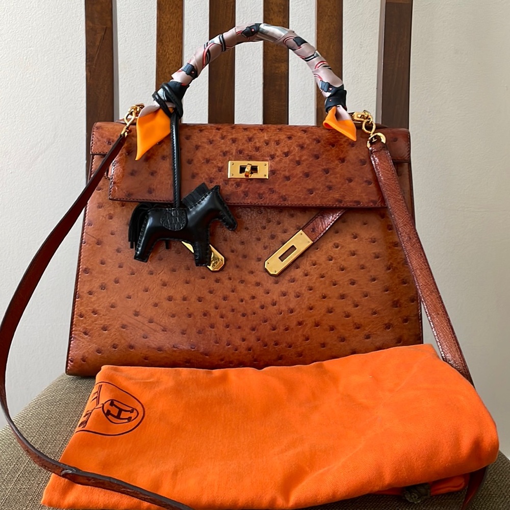 Sold - Hermes kelly 32 in ostrich leather sellier